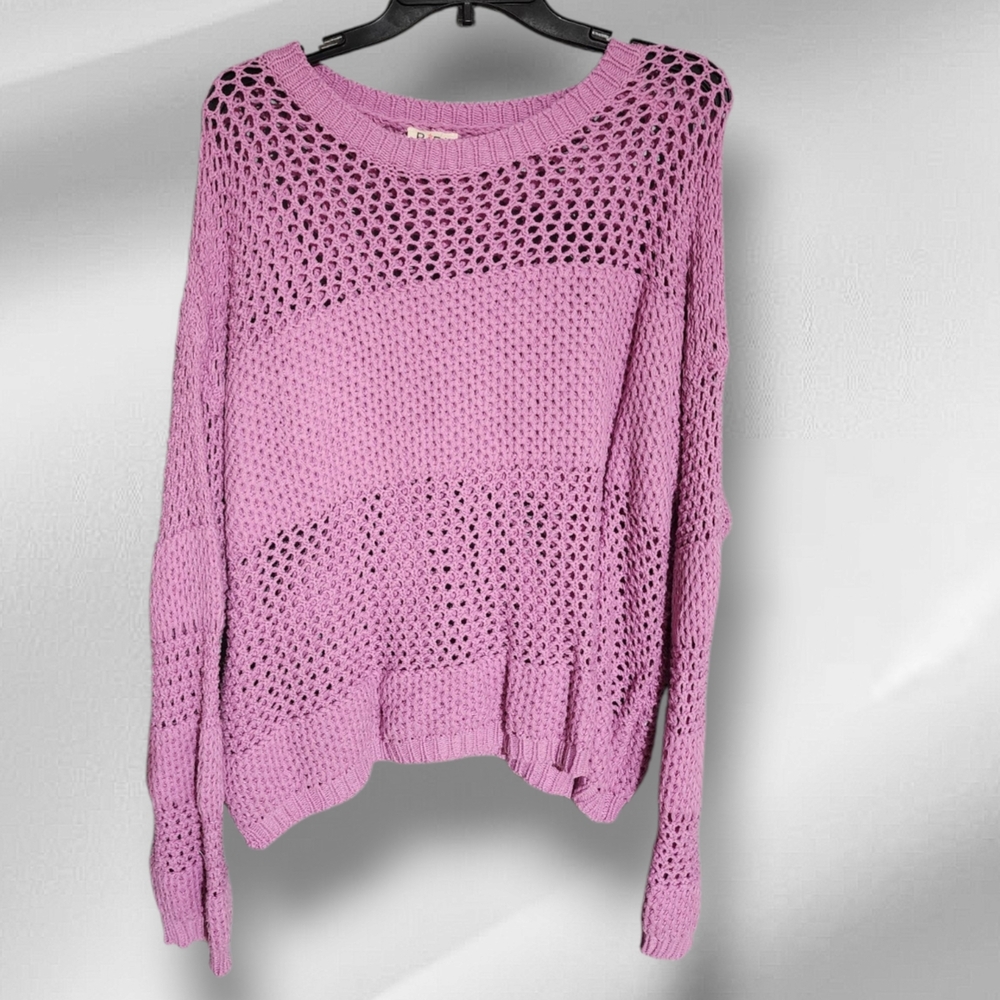 BiBi Purple Crew Neck Sweater with Textural Design